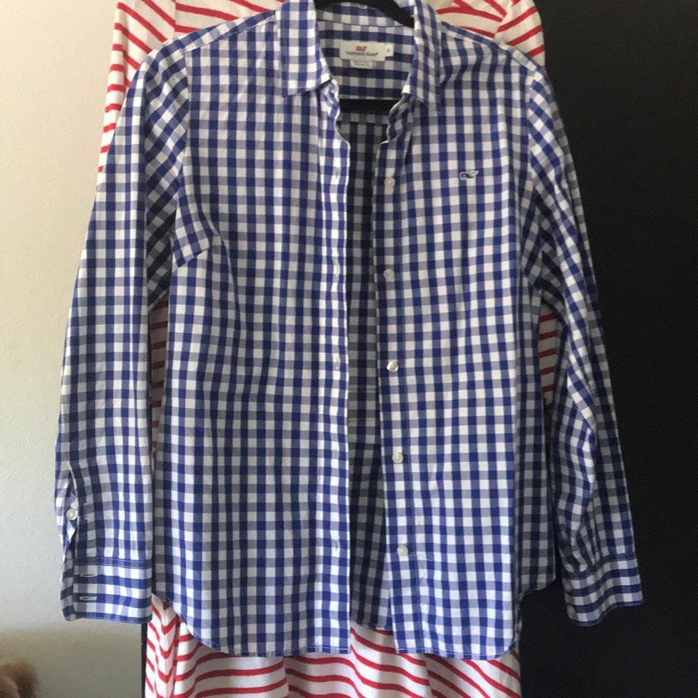 Vineyard vines blue gingam button down oxford